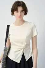 抗菌素材使用 大きいサイズ レディースTシャツ【ウエスト絞り・短袖・夏用・クーリング・UVカット】
