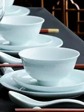 新中式デザインの高温釉下彩青瓷食器セット【ボウル・プレート・皿】（セットアップ対応）