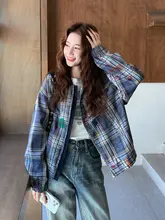 アメリカンビンテージ風グラフィティチェック柄ショートジャケット【学院風・フリル付き・秋春用】（セットアップ対応）