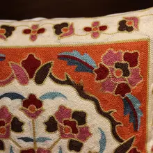 刺繍入りコットン製レトロ抱き枕【アメリカンカントリー・ソファ・ベッド用装飾クッション】