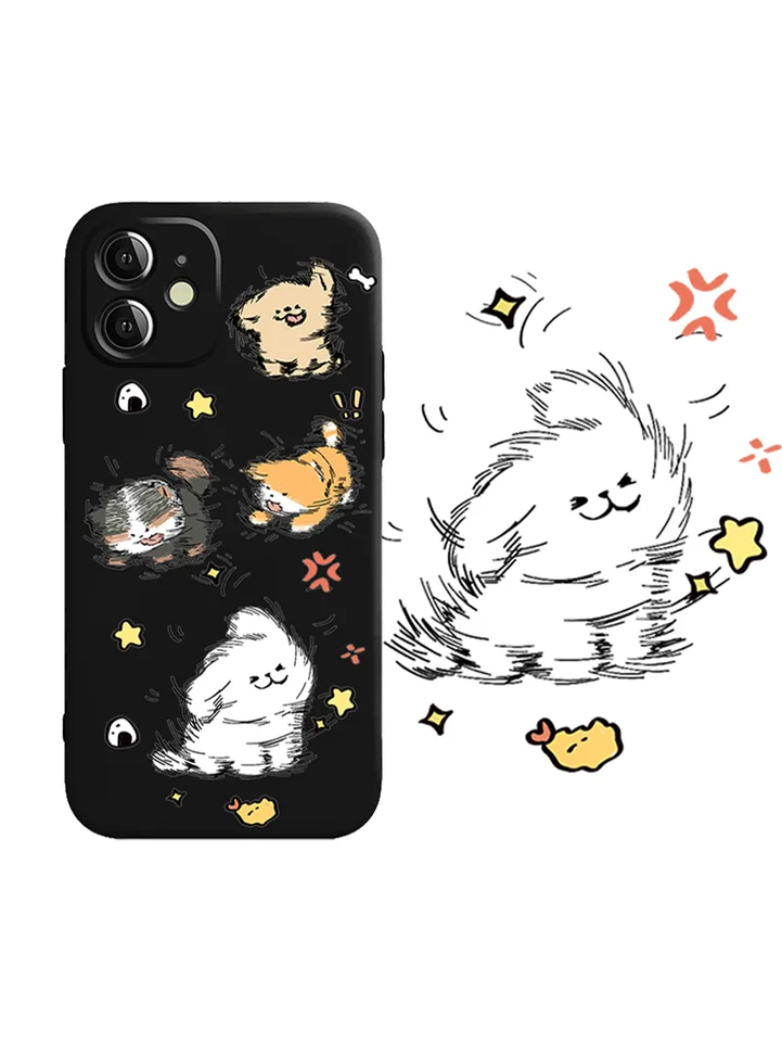 スマホケース シリコン ソフトケース かわいい 犬のイラスト iPhone Android対応