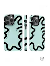シンプルなバイカラーラインデザインのスマホケース【iPhone・Android対応・マット仕上げ・ソフトタイプ】