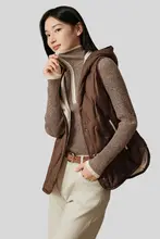 軽やかで暖かい！フード付きバイカラー白鹅绒ダウンベスト【冬季用】