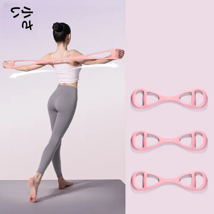 8字型トレーニングバンド【女性向け・肩開き・背中のトレーニング用・ヨガ】【家庭用器材・ストレッチバンド】