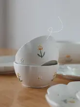 陶器 食器 セット 家庭用 小さなデイジー マットグレーズ 米 ご飯茶碗 お皿 高い美しさ