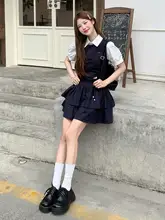 学院風の甘い小さなコーディネート【白シャツ・チェック柄ビスチェ・ワンピース】【セットアップ 対応】