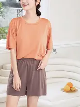 猫モチーフのアイスシルクパジャマ【夏用・胸パッド付き・大きいサイズ・短袖・ホームウェア】（セットアップ対応）