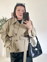 韓国系デザインのダブルカラー短丈トレンチコート【ボタン二列・カジュアルスタイル】