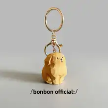 かわいい手作り木彫りゴールデンレトリバーキーホルダー【犬のデザイン・プレゼントにも最適】