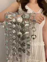 シルバー金属製ウエストチェーン【レトロ・ボヘミアンスタイル・多用途アクセサリー】