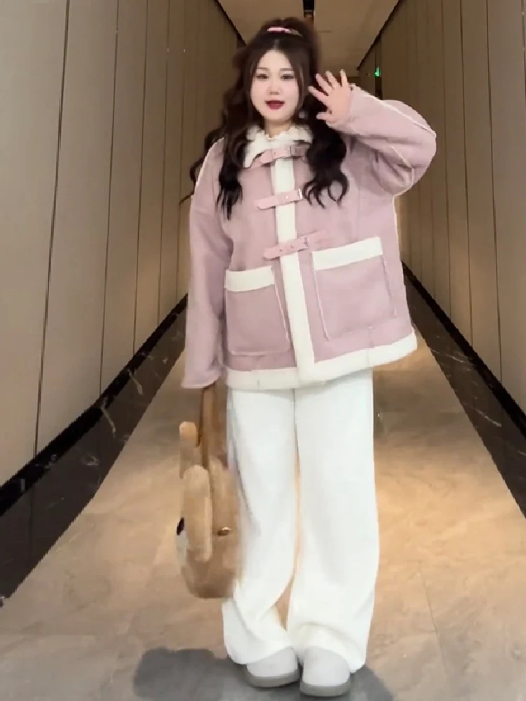 ピンクの羊毛コート：韓国風の厚手デザインが秋冬に最適な女性向けコート