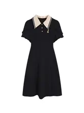 学院風デザインのウエストマークドレス【大きいサイズ・フリル付き・夏用】（セットアップ対応）