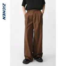 ZiCHEN メンズ フィット ストレートパンツ【薄手・カジュアル・ワイドレッグ】