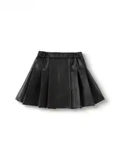 女児用 フェイクレザー ノースリーブプリーツスカート【春秋用・かわいいデザイン】（セットアップ対応）