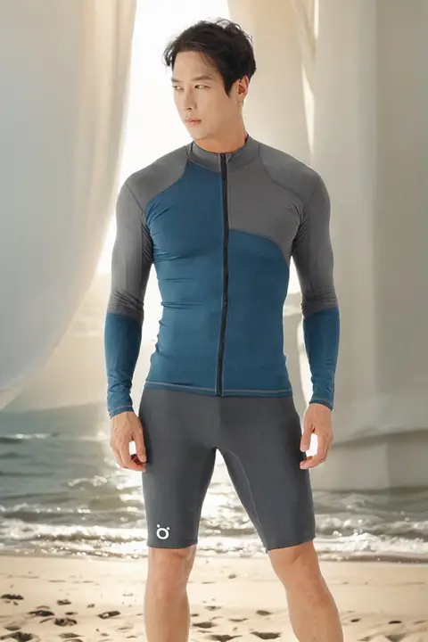 男性用エレガントなスポーツ水着【長袖・速乾・パドルボード対応】（セットアップ対応）