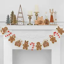 クリスマスツリー＆ジンジャーブレッドマンの紙製ガーランド【メリークリスマス・装飾用】