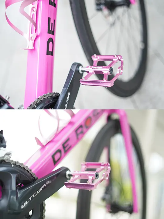 軽量アルミ合金製 自転車用クイックリリースペダル【桜色・二軸ベアリング】