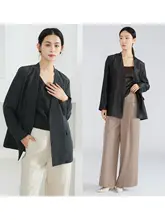 上質なサテンシルクのアウター【クレイキングパターン・ノーカラー・フィット】