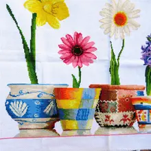 手作りの刺繍入り花瓶【カラフルな花卉デザイン・リビング・ダイニング用】