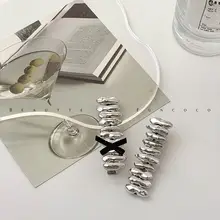 FUNCOCO メタルシルバーサイドバンスクリップ【個性的デザイン・インスタ映え・バンスクリップヘアアクセサリー】