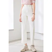 夏用ハイウエストデニムパンツ【シンプルデザイン・スリムフィット・九分丈】
