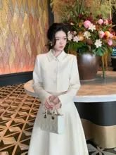 テーラードジャケット スカート 2点セット レディース ショート丈 ハイウエスト フレアスカート お嬢様風 きれいめ 上品「Blovelan」