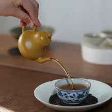 宜兴製 全手作 中古黄金皺皮 赤泥 朱泥急須【100cc・功夫茶用】