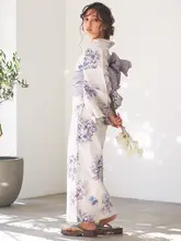 伝統的な浴衣【女性用・小柄・春夏用・通気性のある麻風生地】（セットアップ対応）