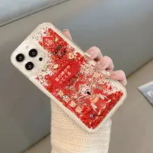金色流砂デザインのスマートフォンケース【適用：iPhone・Huawei・Xiaomi・Reno】