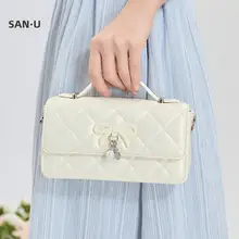 夏用甘いデザイン！ビーズとリボン付きミニショルダーバッグ
