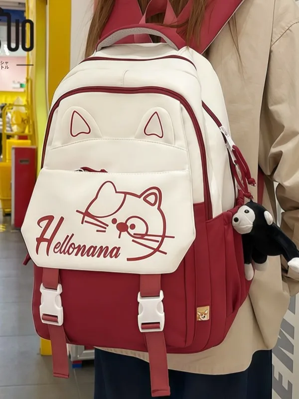 かわいい猫デザインのリュックサックJN-Z5.02-6156-1：2泊3日旅行向けの軽量多ポケットリュック