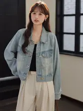 春にぴったりのビンテージ風デニムジャケット【ゆったりフィット・ミニ丈・カジュアル】