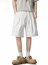 美式スタイルのシワ加工アイスシルクカジュアルショートパンツ【男性用・フィット・夏用】