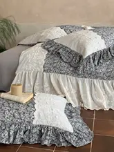 レトロ風コットンダブルレイヤーシーツ【フリル付き・極上の柔らかさ・通気性あり】（セットアップ対応）