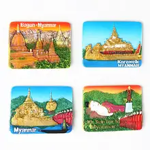 ビルマ製立体フラットマグネット【大仏デザイン・旅行記念品】