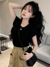 個性的なデザインのフリル袖Tシャツ【夏用・セクシー・背面リボン付き・透かしデザイン】