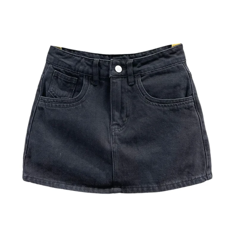 デニム製 超短丈スカート【Aライン・ハイウエスト・女性用】（セットアップ対応）
