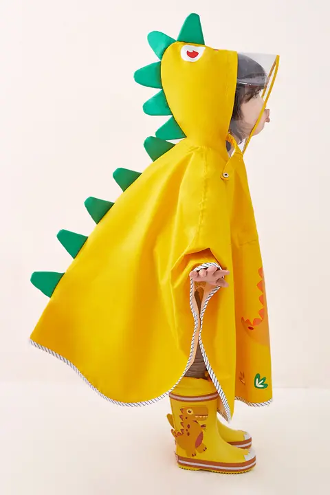 恐竜柄 キッズ レインコート【男児・女児用・幼稚園・雨具・ポンチョタイプ】