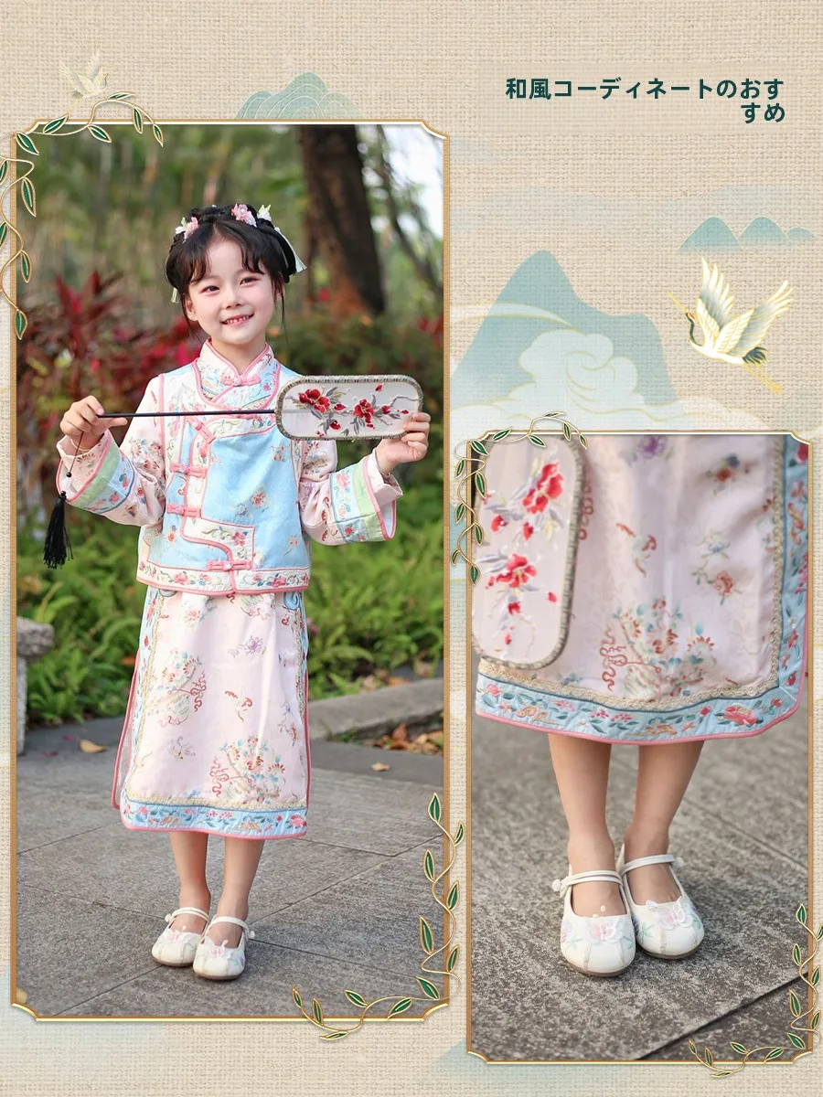 女の子用漢服スタイル刺繍シューズ：中国風デザインで春夏に最適な足元スタイル