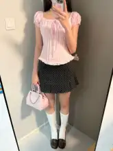 洗練されたデザイン！夏の女性用ショートスリーブシャツ【フィット感・リボン付き・四角い襟】