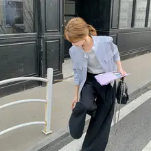 青いスエード調のジャケット【レディース・春秋用・バイクスタイル・高級感】