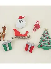 クリスマスバージョンのミニ装飾ボタン【服飾用・衣装モデル・ユニークデザイン】