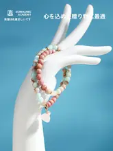 寿山石ダブルサークルブレスレット【女性用・天然石・文創デザイン・誕生日ギフト適用】