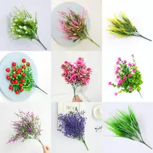 ユーカリとスターフラワーの飾り用プラスチック造花束【単枝・フェンス装飾用】