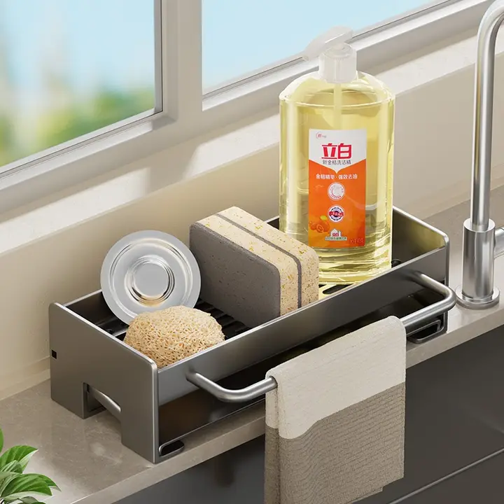シンク 水切りラック スポンジホルダー 洗剤収納 ふきん掛け 蛇口 キッチン 収納