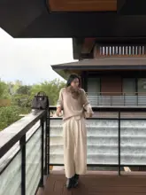 ヴィンテージ風ショルダーバッグ付きワイドパンツ【女性用・ゆったりシルエット】（セットアップ対応）