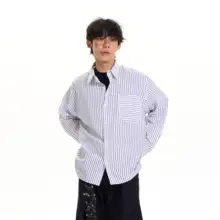 シャツジャケット ユニセックス ストライプ オーバーサイズ アメカジ ヴィンテージ きれいめ カジュアル 「J LONE」