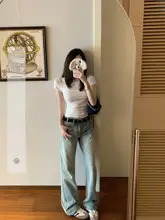 分割デザインの重ね着Tシャツ【女性・韓国系・ファッション・小型サイズ】（セットアップ対応）