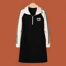 冬用刺繍入りフード付きドレス【カラーコンビネーション・ドローストリングデザイン・極上の柔らかさ】（セットアップ対応）