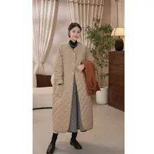 菱形柄のゆったりとしたロングコート【冬用・フリーサイズ】